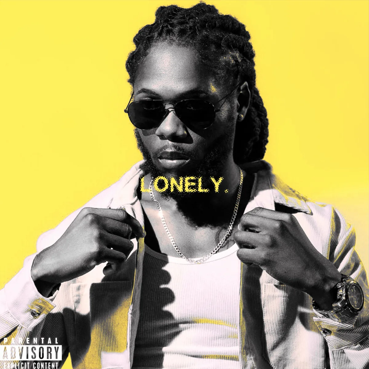 Lonely cover art for Saint Chris on a yellow background.